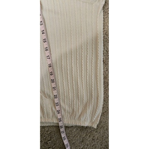 Heimish USA 2XL Textured Knit Hooded Top Cream Short Sleeve Elastic Hem2 - Picture 7 of 8